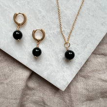 Load image into Gallery viewer, Kuro Onyx Hoop Earrings